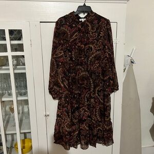 Sandra Darren Multicolor Paisley Long Sleeve Dress